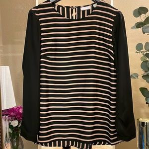 4/$20- New York & Company Brown and Black striped Blouse- Size Small